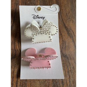 Disney X BaubleBar Mickey & Minnie Mouse Hair Clip 2 pack Pink White NIB
